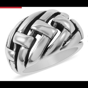 Braided style band sterling silver ring size 8